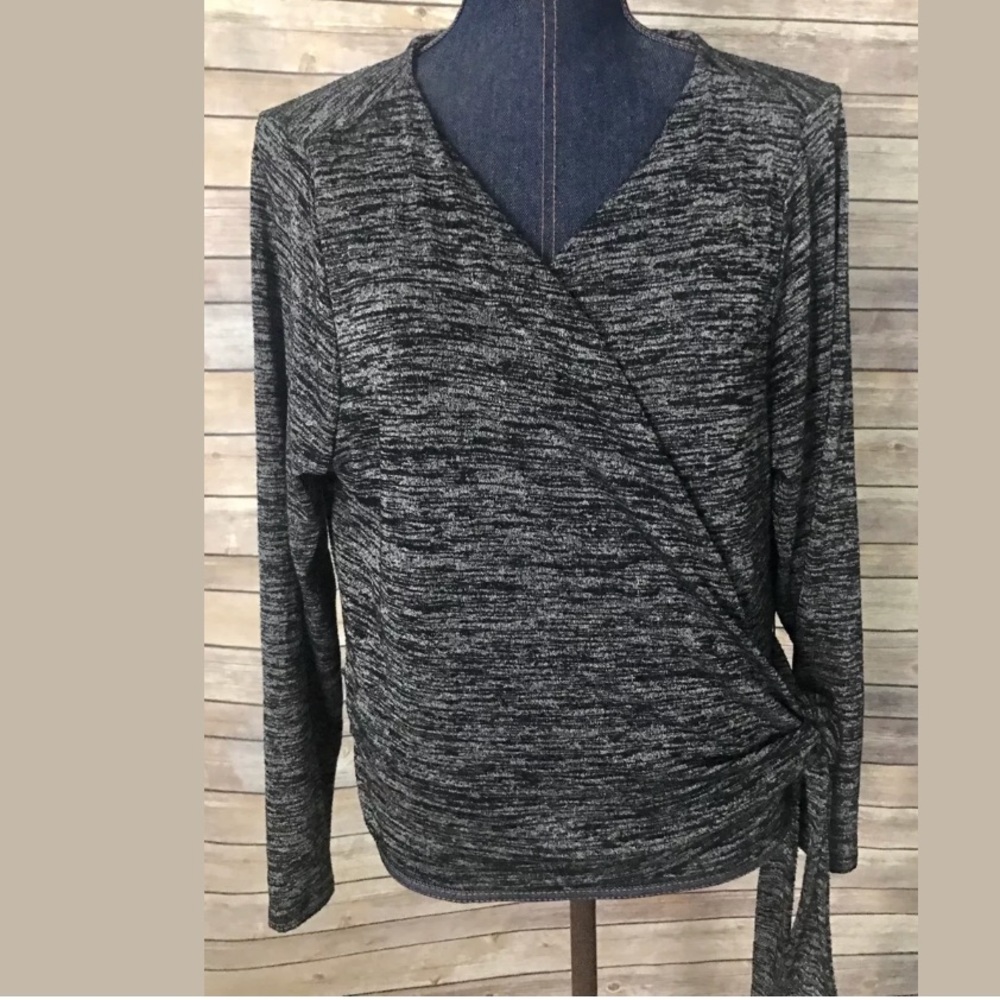 Soma wrap top black gray marled XXL